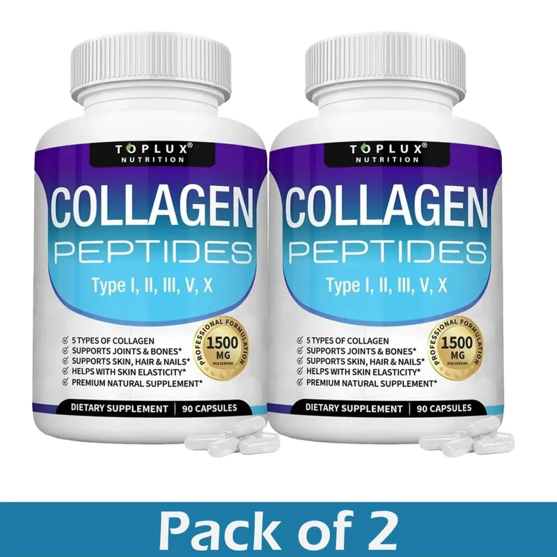 Multi kollagén peptid kapszula 1800 mg - hidrolizált fehérje kollagén komplex tabletták, amelyek elősegítik a bőr és a haj ízületeit férfiaknak, nőknek — image 8