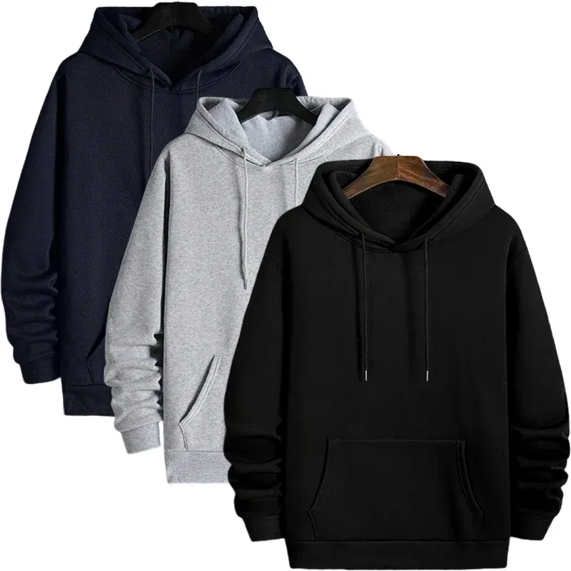 Hot Sales New Mens Tracksuit Clothing Solid Color Casual Sweatshirts Outdoors Sports Jogging Mens Hoodies HighQuality Sportswear — image 2
