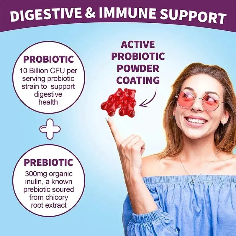 Probiotic Gummies - Contains Apple Cider Vinegar Which Aids Digestion Boosts Immunity and Relieves Constipation and Bloating — image 3