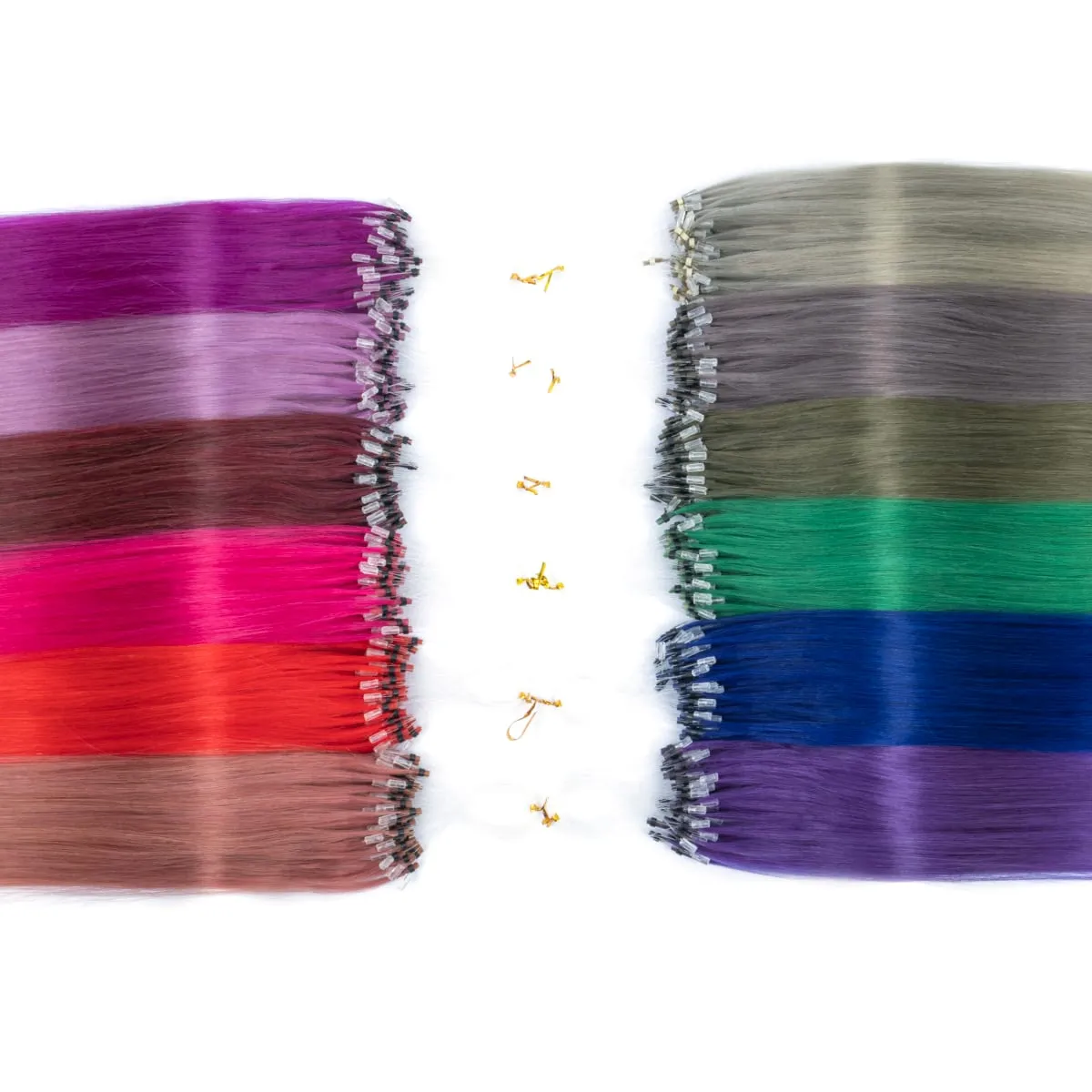 Colored Micro Link Hair Extensions Human Hair No Glue Virgin Human Hair for Women Girls 50 Strands Colorful 30G Gray — image 8