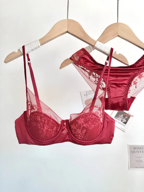 Women Lace Lingerie Set Soft Underwire Thin Cup Push‑Up Bra Panty Kit Comfort Intimates For Small Bust S-XL Daily Wear Underwear — image 13