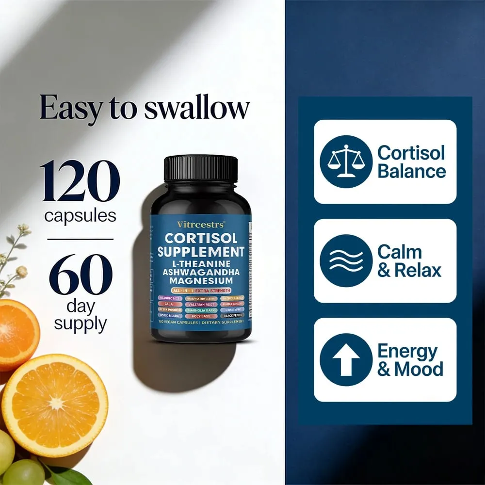 Cortisol Complex Capsules with Ashwagandha L-Theanine & Magnesium Stabilize Mood Supports Relaxation Calm & Daily Wellness — image 2