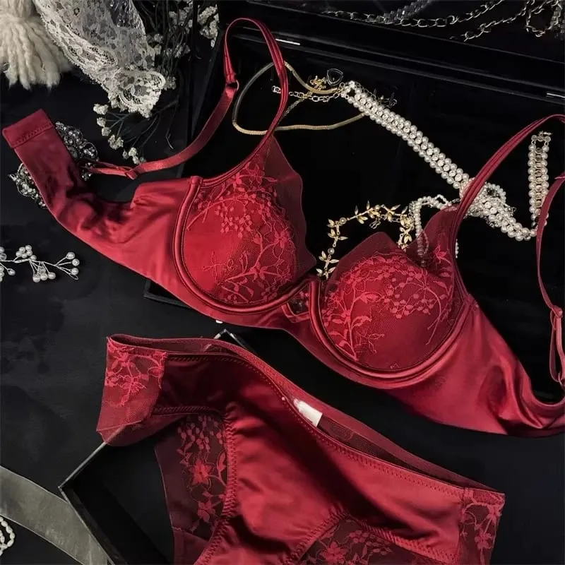 Hot Sale Summer French Lace Bra Set Women Wirefree Lift Support Small Bust Gathering Anti-Sagging Slim Soft Daily Intimates — image 2