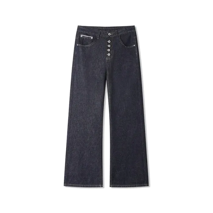 New Y2K Man Pants Vintage Denim Five Button Rivet Reinforced Wash Straight Bootcut Men's Jeans Casual Streetwear — image 9