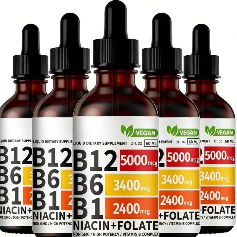 Vitamin B6 Drops Complex B12 B1 Folate Liquid Supplement Support Digestive System Drops Liquid Triple Absorption Liquid Drop