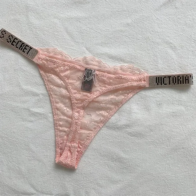 2025 New Sexy Pink Brand Lingerie Female Intimate Underwear Rise Women Panties Bra Rhinestone Letter Comfort Brief — image 12