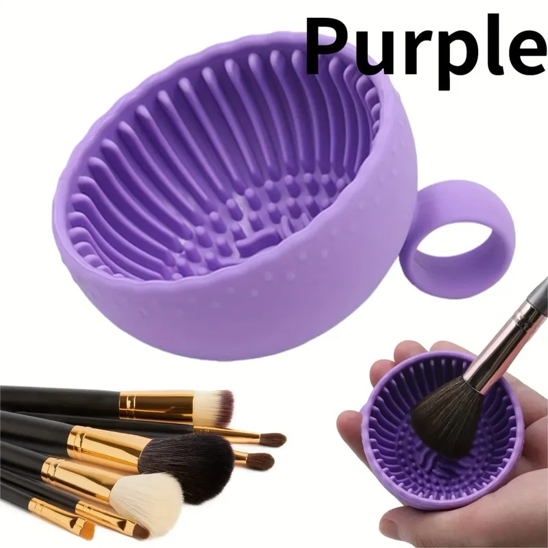 Silicone Makeup Brush Cleaner Bowl 1pcs Unscented Brush Cleaning Mat with Scrubber Pad for Eyebrow Blush Facial & Eye Brushes