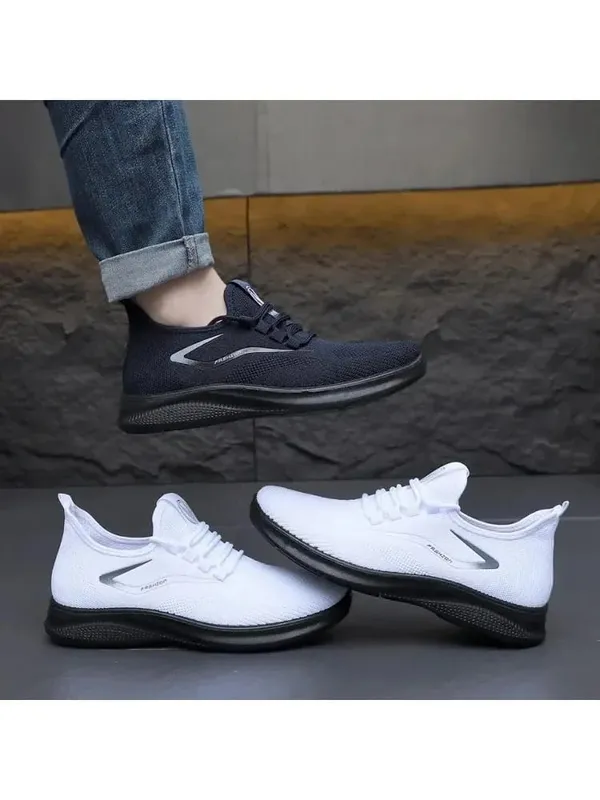 Breathable Air Knit Upper Slip On Shoes Flexible Soft Non Slip Sole Casual Running Trainers For All Season Daily Wear — image 1
