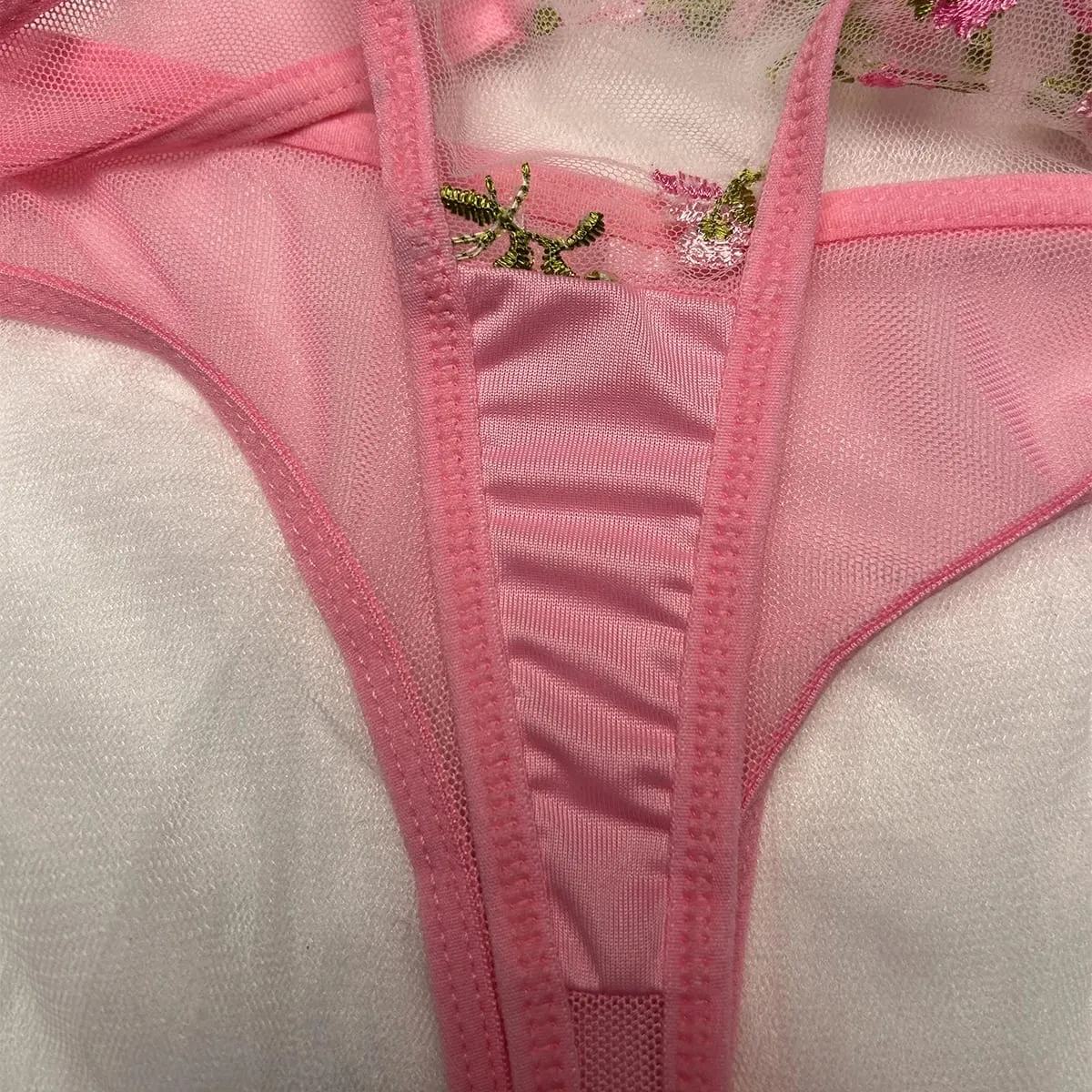 Pink Lingerie Woman Lace Underwear Fairy Embroidery Brief Sets Bra Panties Kits Breves Sets — image 6