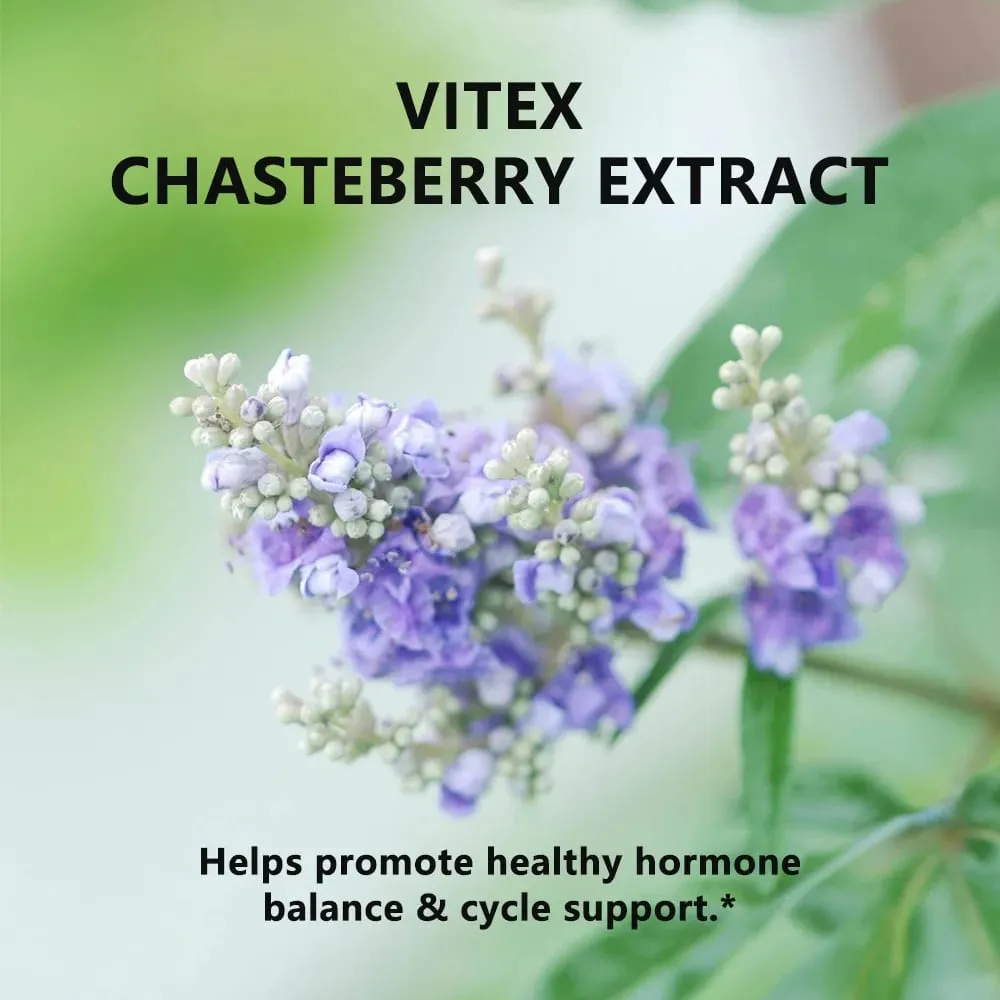 Vitex Berry Vegan Capsules - Hormone Balance for Women Organic Vitex Chasteberry Extract (1000 mg) Vegan Non-GMO