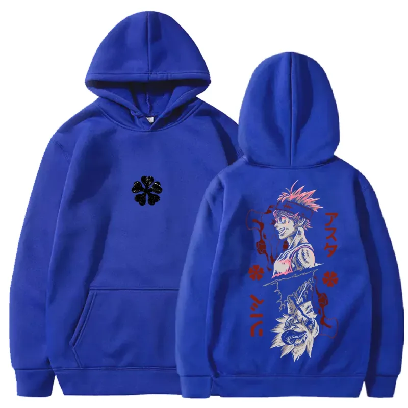 Black Clover Asta Printed Hoodies Manga Fashion Hooded Tops Men Women Clothing Long Sleeves Casual Fleece Loose Soft Streetwear