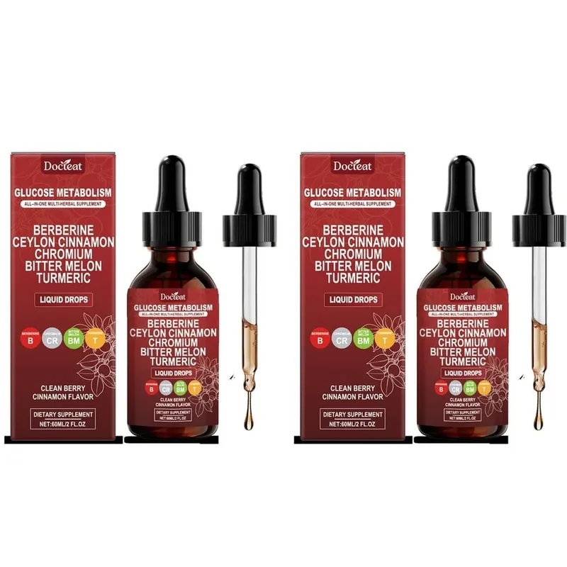 Docteat Glucose Metabolism Liquid Drops with Berberine and Ceylon Cinnamon Supports Smooth Breathing and Clean Airways 60 ML