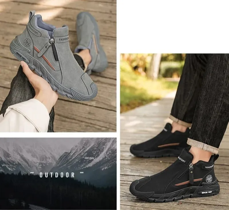 Mens Casual Labor Shoes Fashion Zipper Versatile Men Outdoor Climbing Shoes Non Slip Wear-resistant Sneakers Zapatos Para Hombre — image 9