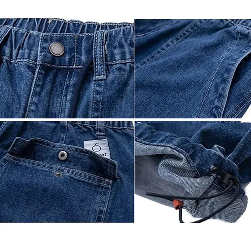 Spring And Autumn Japanese Style Oversized Straight Leg Jeans Loose Drawstring Workwear Pants Wide Leg Pants Men'S Pants — image 6