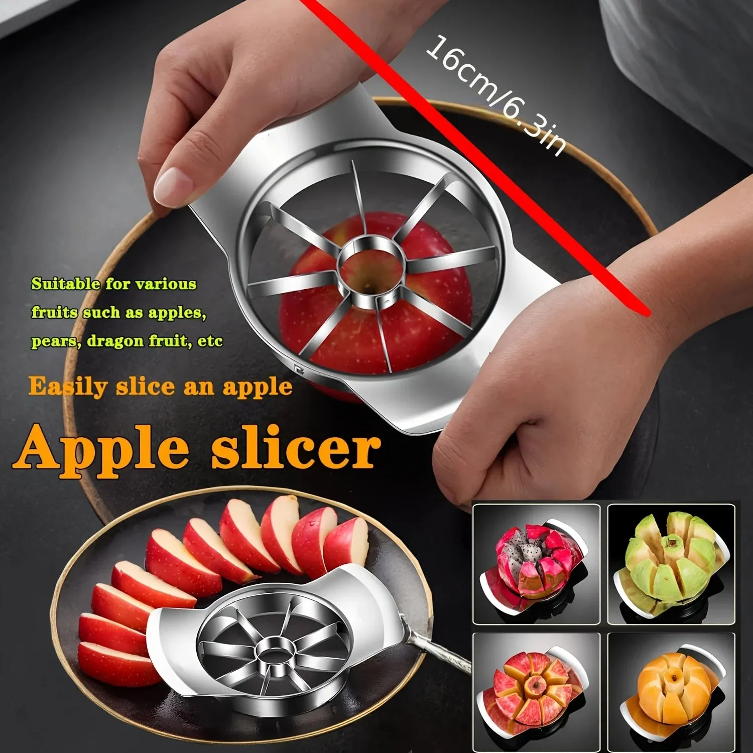 1pc Stainless Steel Slicer and Peeler Set for Apples Oranges and More - Easy-to-Use Kitchen Gadget Fruit Slicing Tool — image 4