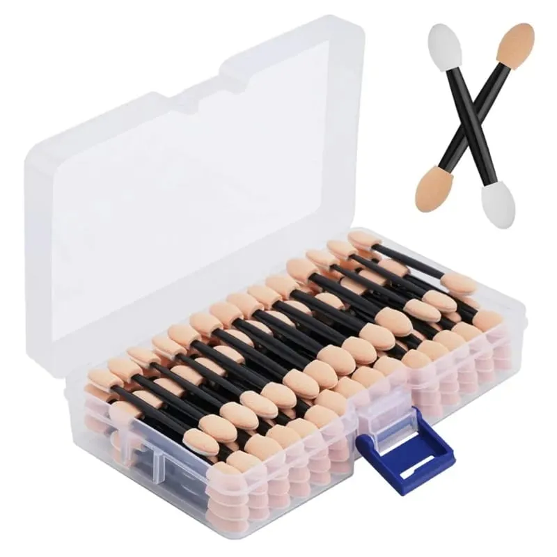 50/100/200/300/500PCS Dual Sides Eye Shadow Sponge Applicators with Container Length Eyeshadow Brushes Makeup Applicator