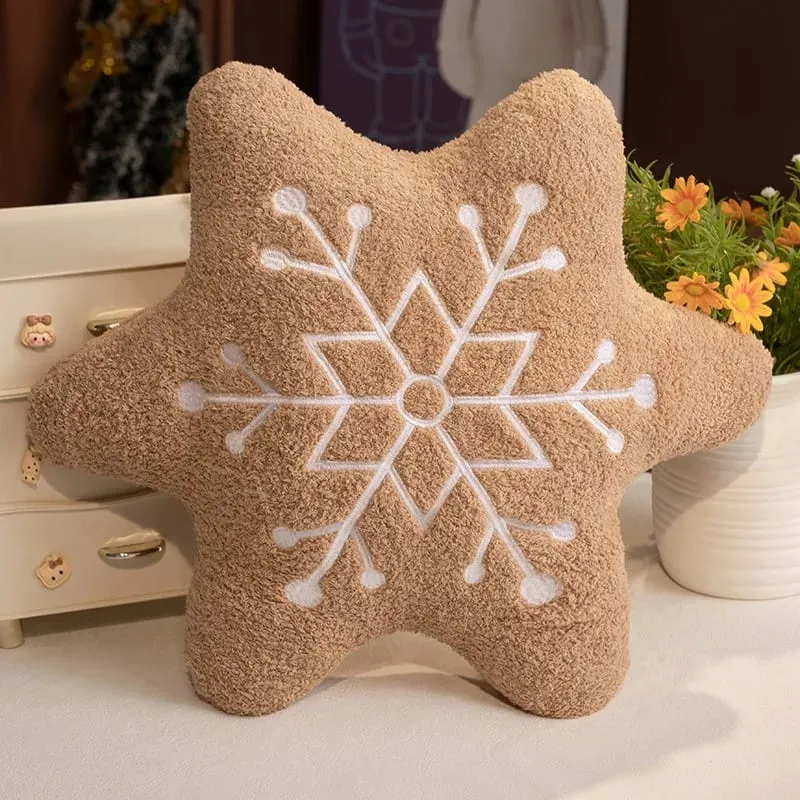 36CM Christmas Gingerbread Man Snowflake House Plush Pillow Toys Biscuit Peluche Stuffed Cookie Soft Doll Room Decoration Gifts