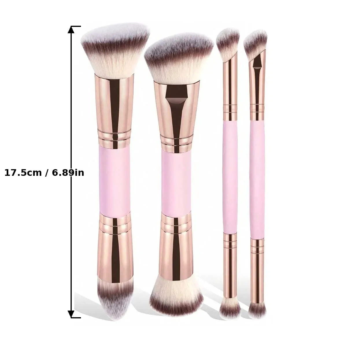 4Pcs Dual-Ended Makeup Brush Set Soft Synthetic Bristles Foundation Blush Powder Eyeshadow Brushes Portable Cosmetic Tools for — image 6