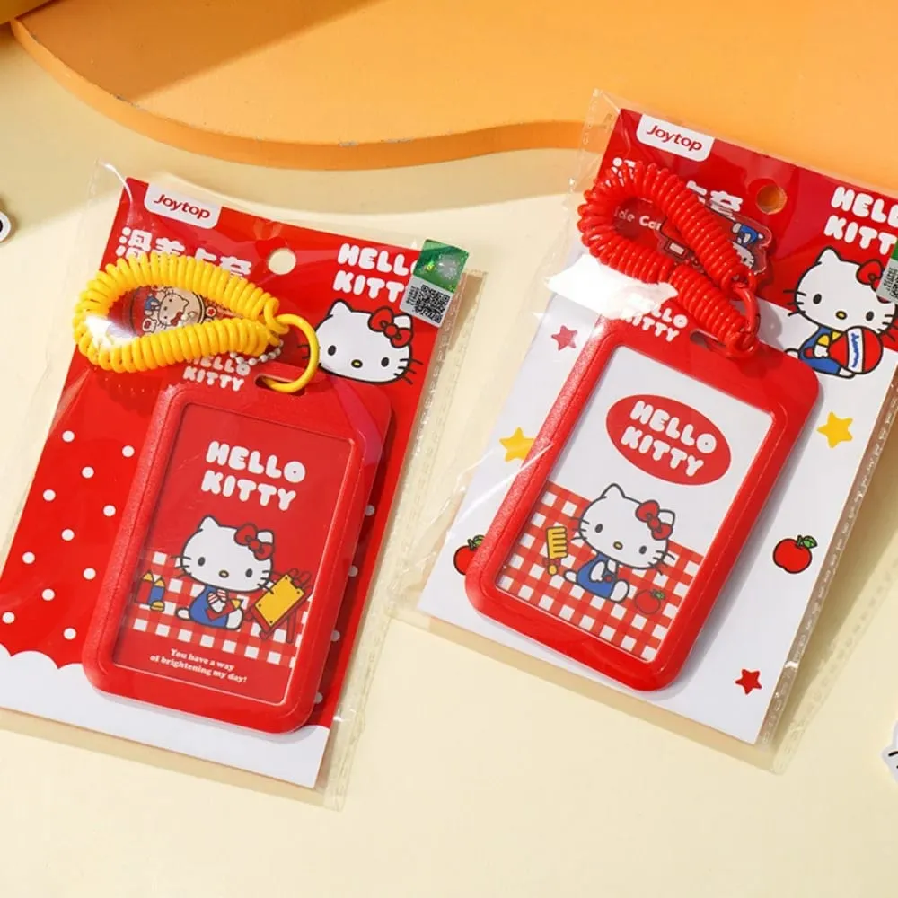 Genuine Sanrio Hello Kitty ID Card Holder Neck Strap Door Badge Holder Lanyards Keychain Work Credential Case Girls Gifts