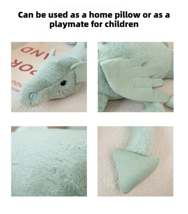 Blue Dragon Plush Toy Cute Soft Stuffed Animal with Colorful Spikes Wings Kids Birthday Gift Home Decoration Comfort Companion
