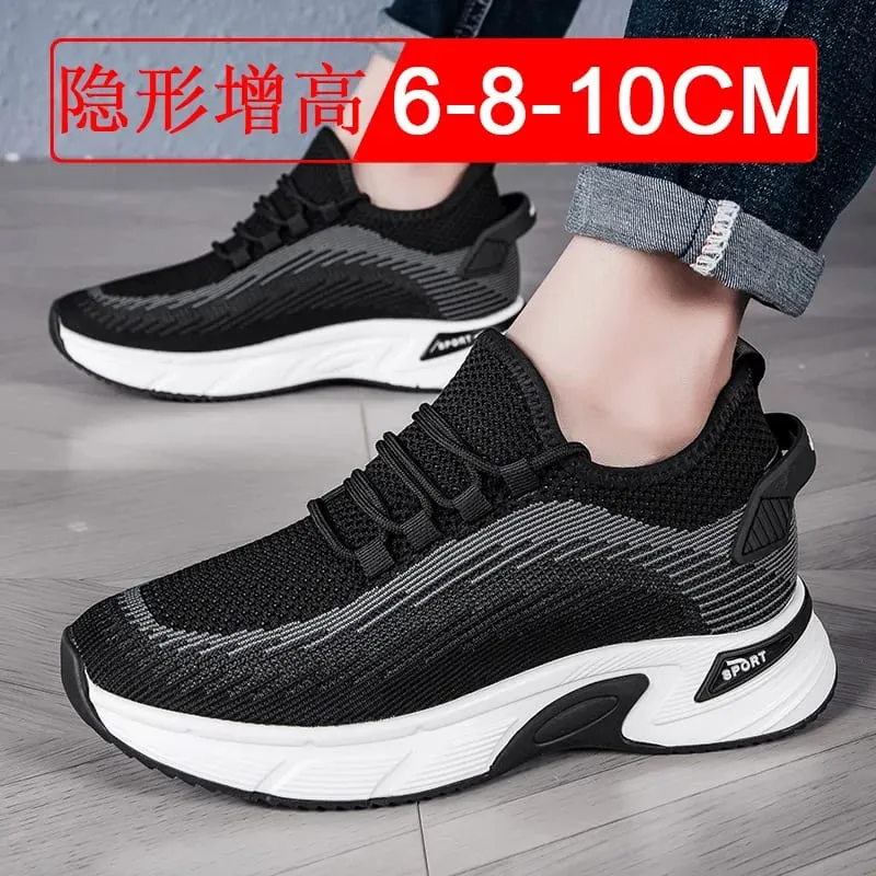 Elevator Shoes Invisible Heightening 8cm. Breathable Mesh Fabric Sports Shoes Heightening Inside for Men's Shoes Size 6cm