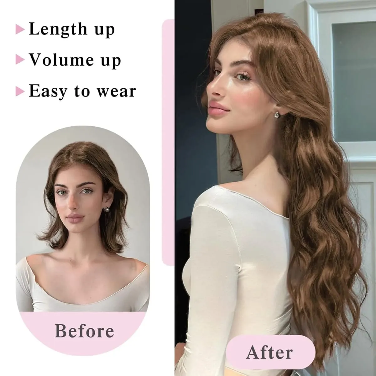 16-24 Inch U-Shape Lace 5 Clips Clip In Hair Extensions Synthetic Long Wave Curly Heat Resistant Full Shine Hair For Women — image 5