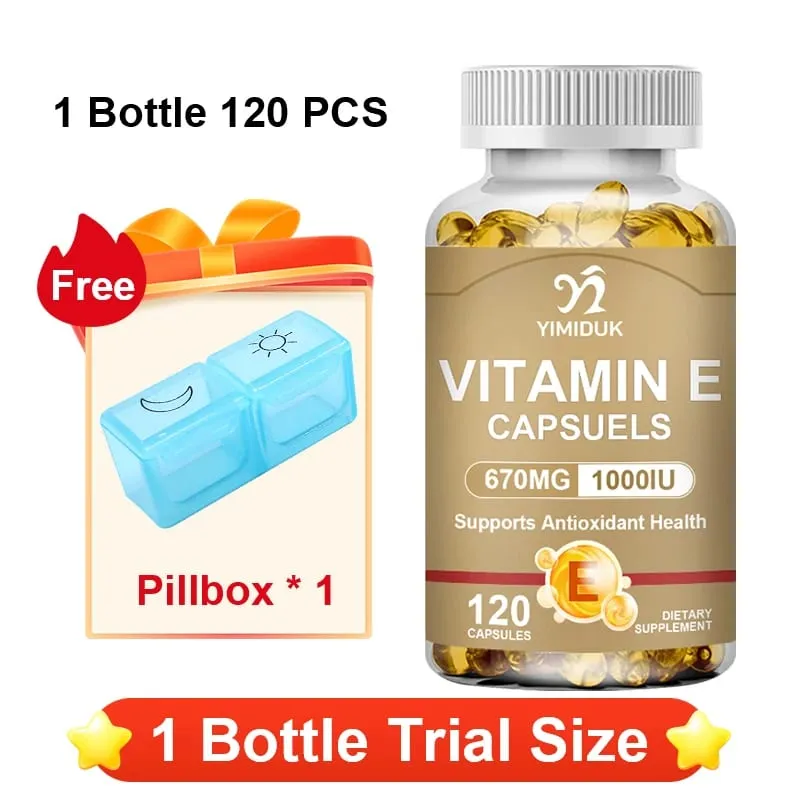 Vitamin E Supplements with Tocopherols & Safflower Oil Support Elasticity Shrink Pores Combat Aging & Antioxidant Immune