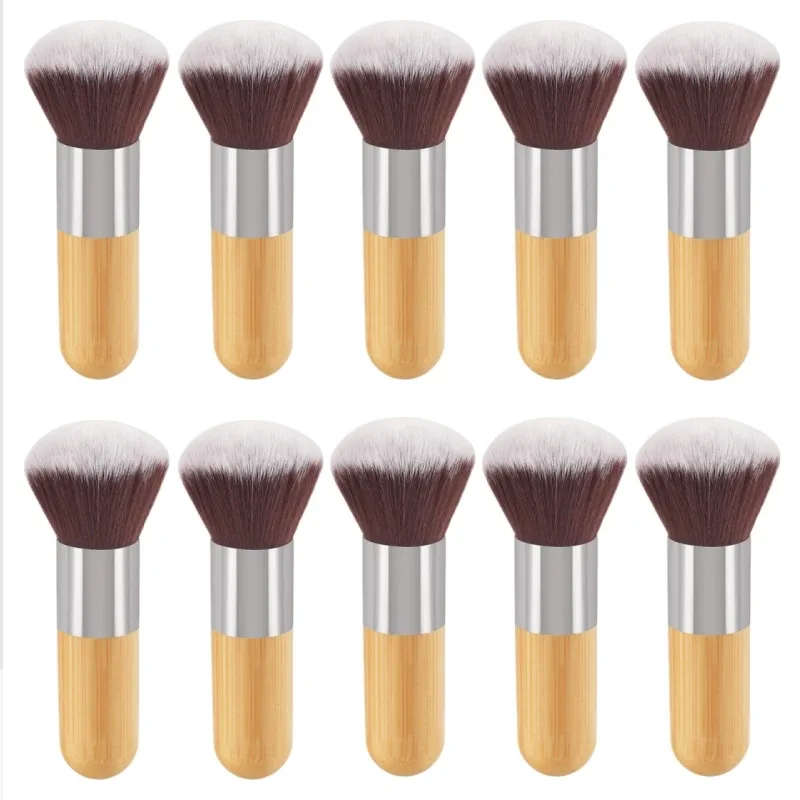 Kuas Foundation Gagang Bambu Kuas Rias Bedak Longgar Krim Foundation Cair Kontur Perona Pipi Alat Kecantikan Wajah Profesional