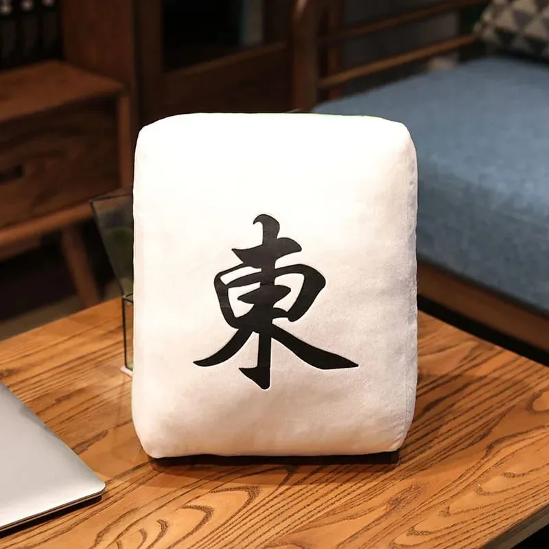 Nouveau 1pc créatif Mahjong oreiller coussin chinois en peluche jouet voiture chaise dossier Mahjong dés drôle sieste oreiller canapé décor à la maison cadeau