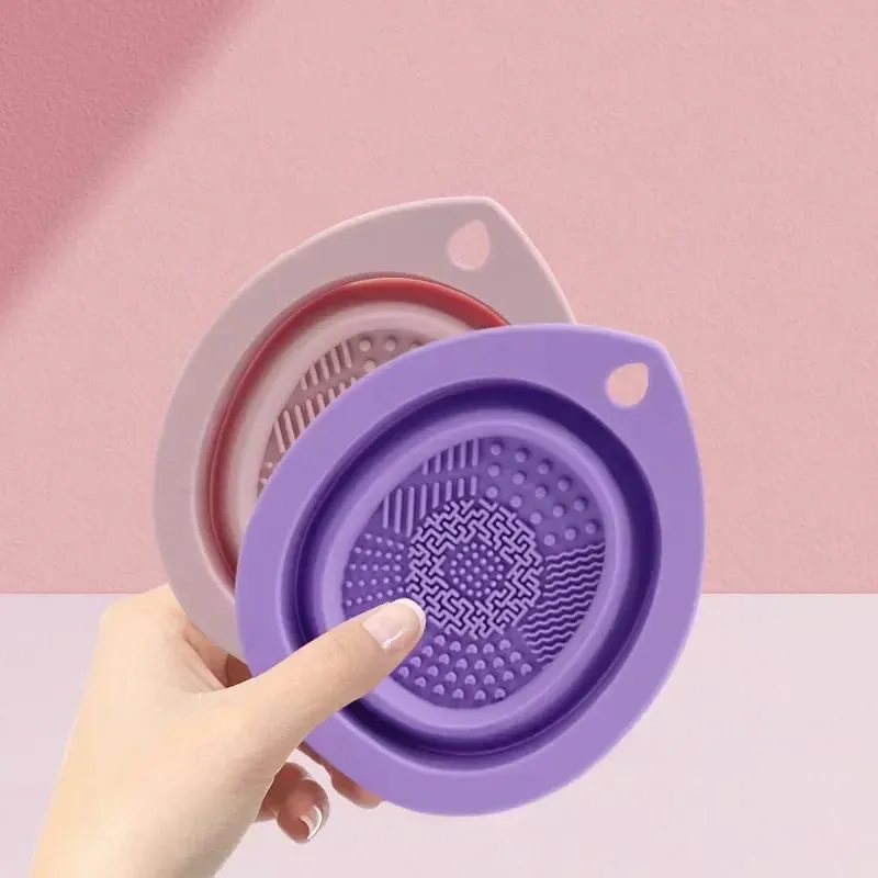 Silicone Scrubber Cleaning Bowl Folding Makeup Brush Washer for Eyeshadow Brushes Powder Puff Multifunctional Beauty Care Tools