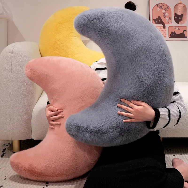 Moon Throw Pillows Soft Moon Shaped Pillows Plush Floor Cushions Middle Eastern Muslim Festival Home Bedroom Eid Al Fitr — image 1