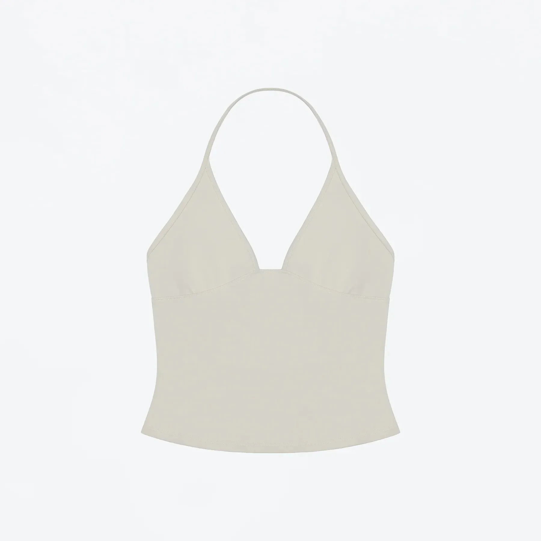 Tank Deep V Halter Neck Camisole Slim Fit Short Crop Top Tight-Fitting Waist-Cinching Backless Tank Top Versatile Outerwear Solid Color Base Shirt for a Spicy Look