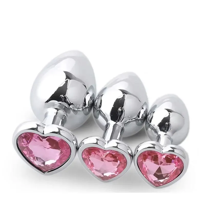 Anal Plug Heart 3 Sizes Stainless Steel Crystal Anal Plug Removable Butt Plug Stimulator Anal Sex Toys Prostate Massager Dildo — image 1