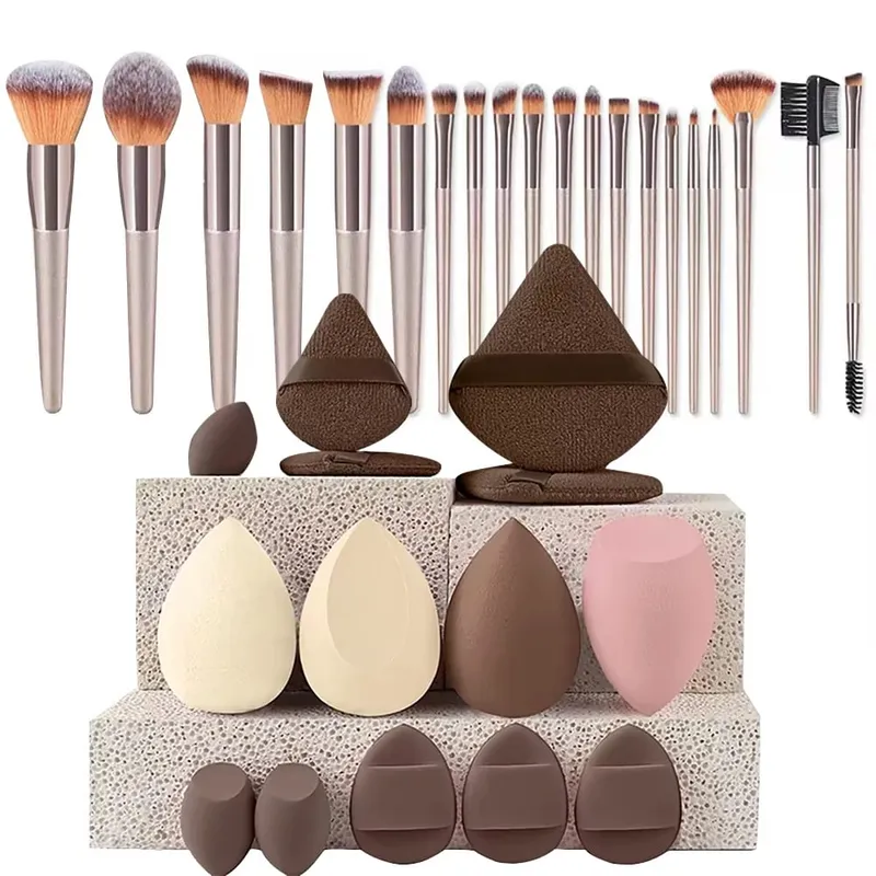 All In One 20/40Pcs Makeup Brushes Set Beauty Sponge Makeup Puff Headband & Wristband Professional Cosmetic Tools Gift — image 12