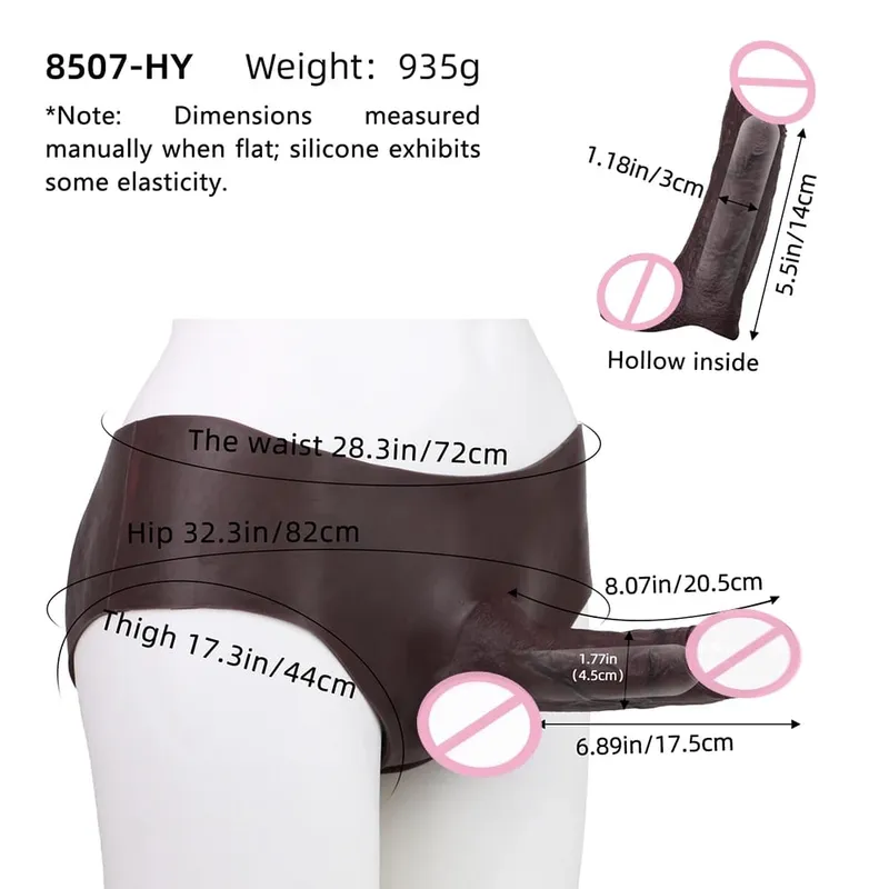 Ultra Realistic Hollow Dildo Panties Silicone Briefs Strapon Penis Extend Sleeve Pants Sex Toys For Men Dick Enlargement