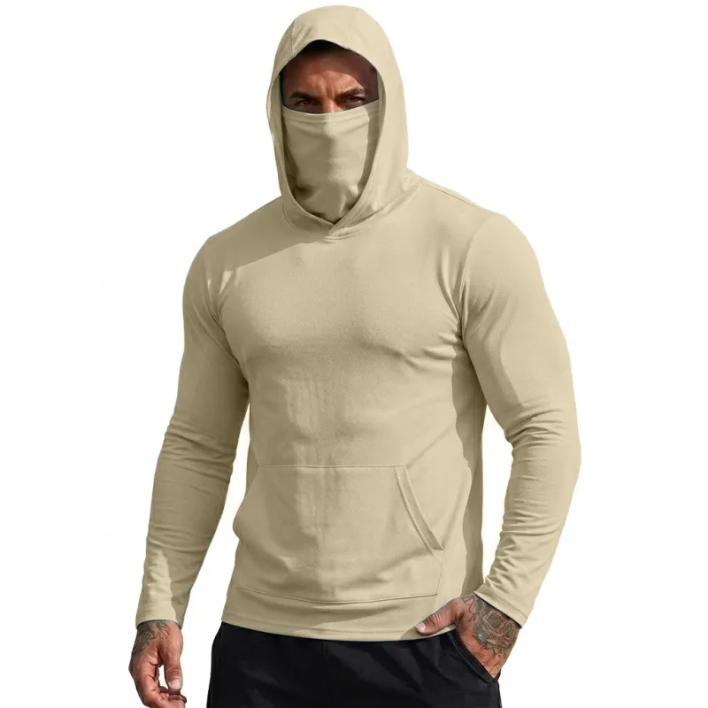 Mens Sun Protection Hooded Tee Quick Dry Long Sleeve Sweatshirt Lightweight Performance Top for Hiking Outdoor Sun Wear Tops — image 13