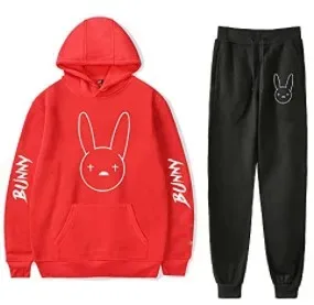 Harajuku Comfortable Funny bad bunny Print Sweatshirt Sweatpants Suit Men/Women Hoodies+ Trousers Suit Cute 2 Piece Set Clothes — image 40