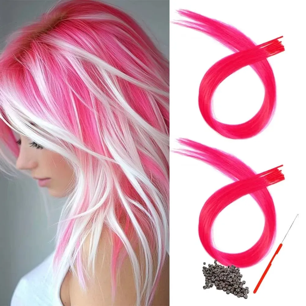 20roots 16inch I-tip Fusion colorful Synthetic Hair Extensions with crochet hook and ring Y2K style — image 10