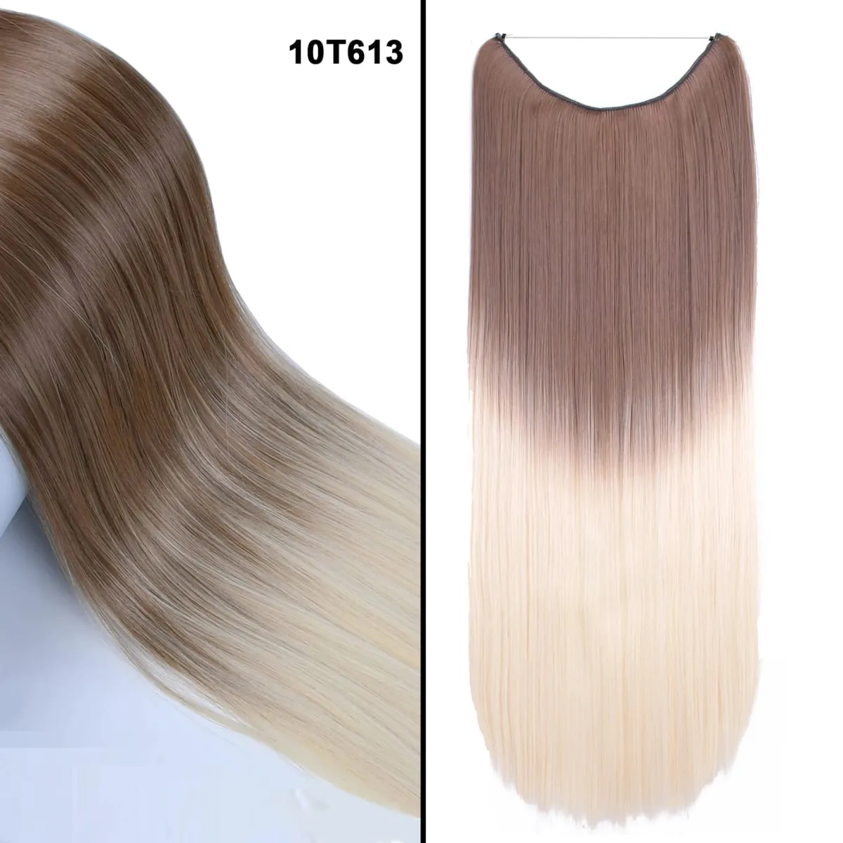 Jeedou Wavy Hair Extension Elasticity Invisible Wire Fish Line One Piece No Clips Synthetic Hairpieces Ombre Color For Ladies — image 24