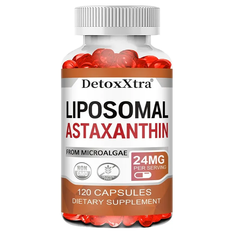 Liposomal Astaxanthin Supplement 24 MG Antioxidant Stronger Than VIT C Support for Cardiovascular Gut Skin + Eye Health