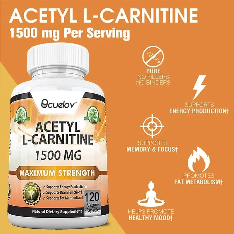 Acetyl L-Carnitine Capsules Unisex Energy & Metabolic Support Dietary Supplement Increase Body Performance Promote Metabolic — image 2