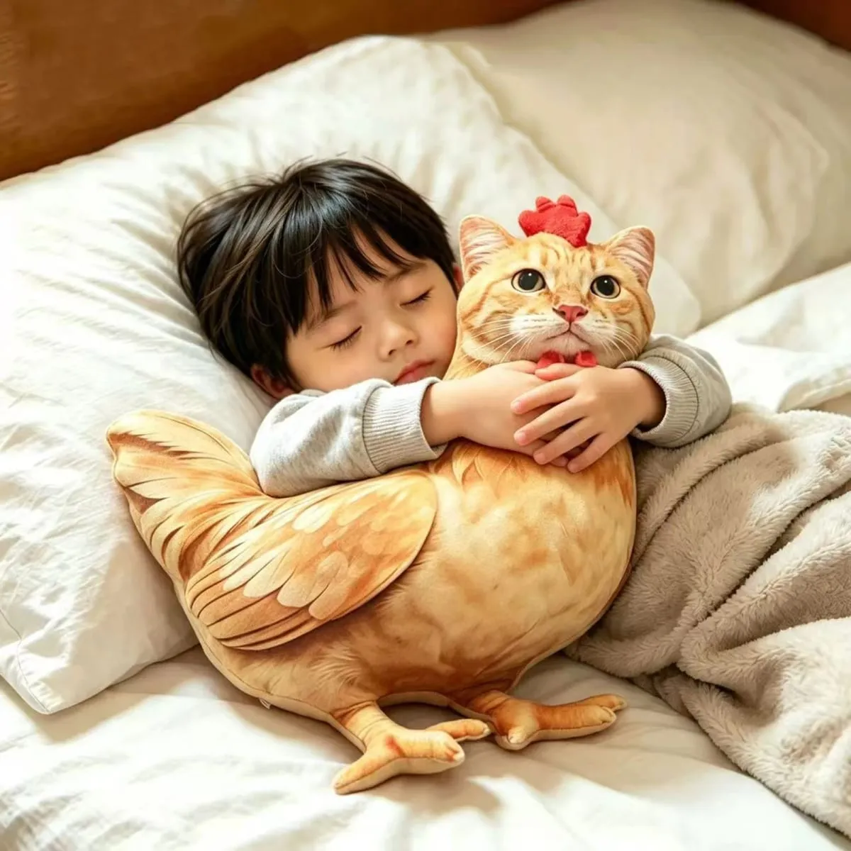 Kat Kylling Sjov nyhed Blød plyspude Sødt dyr fyldt sofapude 3D Orange Tabby Killingdukke — image 4