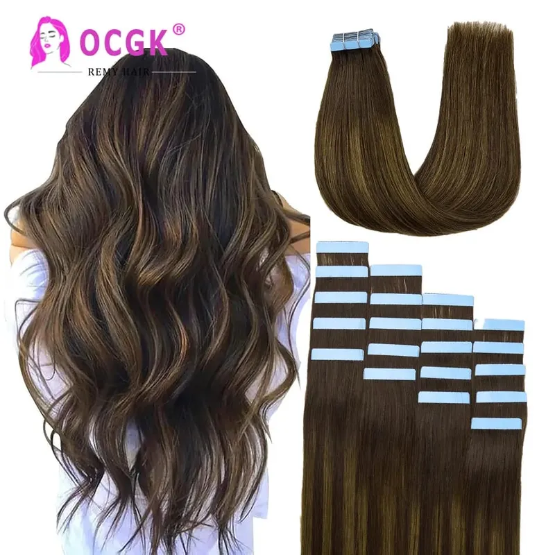 12A Tape In Hair Extensions 100% Remy Human Hair Pre-taped Skin Weft Adhesive Strips For Women Salon Use High Quality 14-22 Inch
