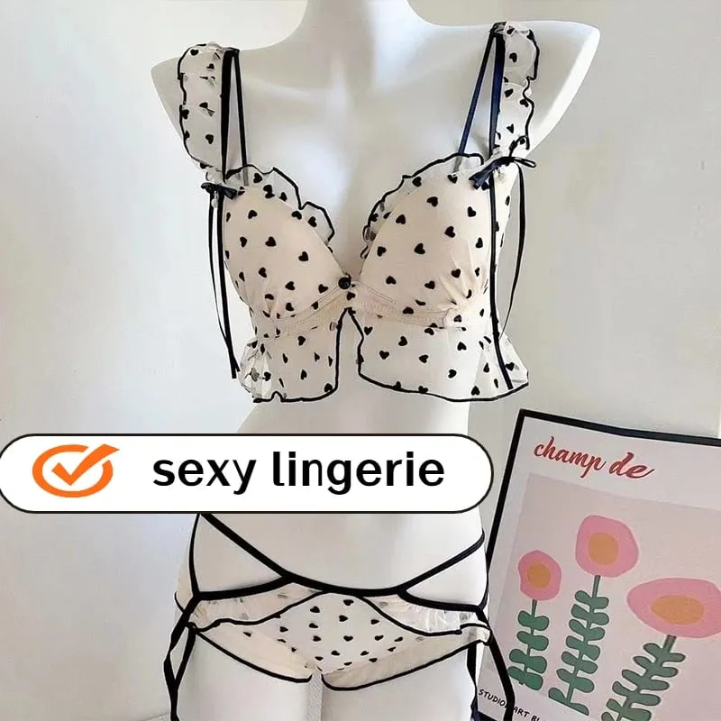 Polka Dot Lace Bra Set Japanese-style Girl Polka-dot Bra Set Push-up Bra For Small Busts With Cute Lace Women's Sexy Lingerie — image 2