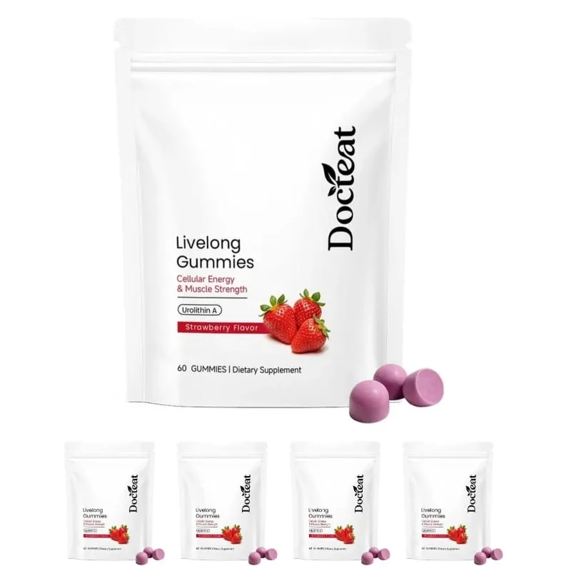 Docteat Urolithin A Gummies 500mg por porção Sabor morango Suporte diário para bem-estar celular 60 gomas para homens e mulheres — image 11