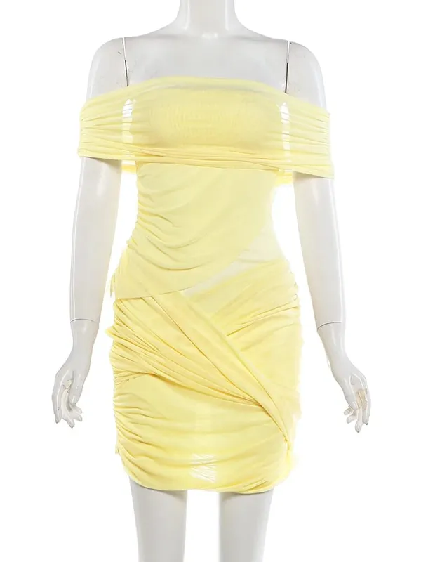 Nibber Prom Party Dress Women Sexy Patchwork Sexy Multi-Layer Mesh Cross Peach Hip Chic Clubwear Birthday Vacation Mini Bodycon