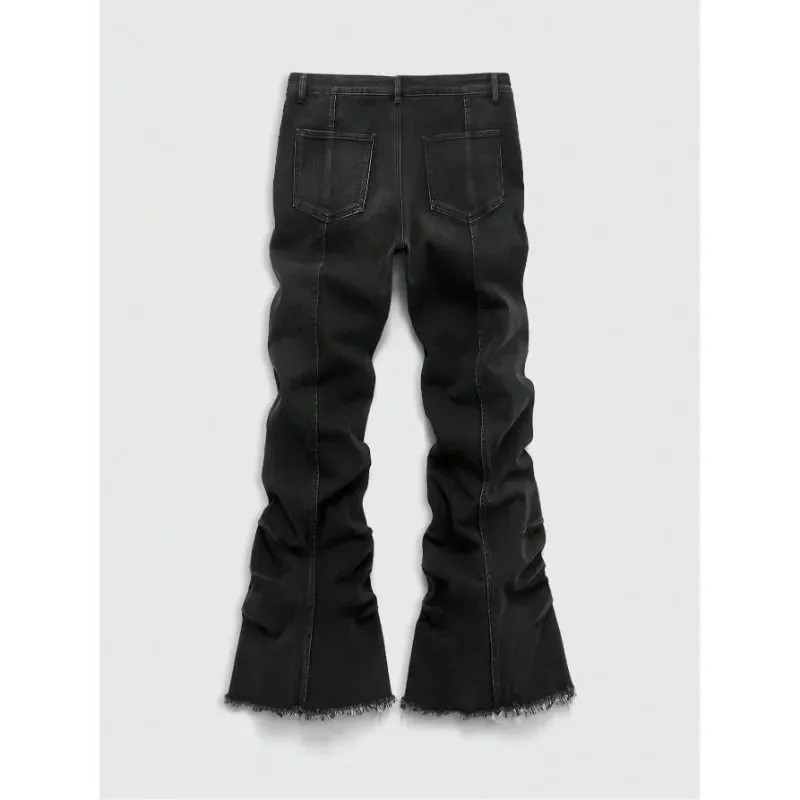 Men's Jeans Fashion High Waist Ripped Skinny Bootcut Man Pants Casual Vintage Tapered Denim Trousers