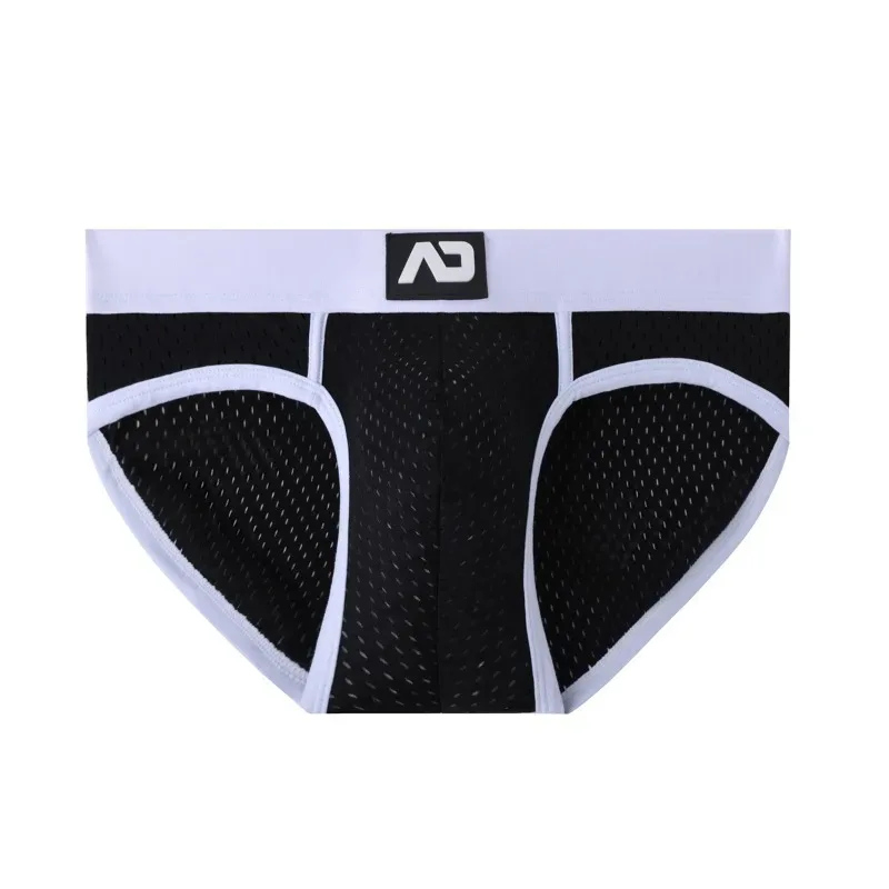 2026 solid color new men's low waist through mesh breathable briefs addicted underwear AD4-M388 — image 5