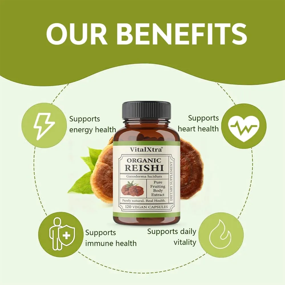 Reishi Paddestoelcapsules 1000 mg Ganoderma Lucidum Ondersteunt de gezondheid van het immuunsysteem Ontspanning Slaap en natuurlijke energie Veganistisch Niet-GMO — image 2