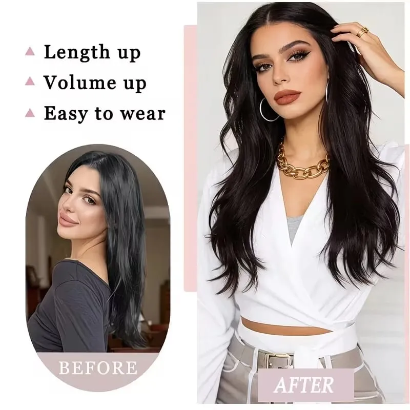 18Inch Synthetic Long Straight Hair Extension 4 Clips Increase Volume Heat-resistant Fake Fashion Hairpiece for Women Daily — image 7